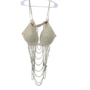 Nova Luxe Faux Pearl Bralette Sz 3X Showgirl